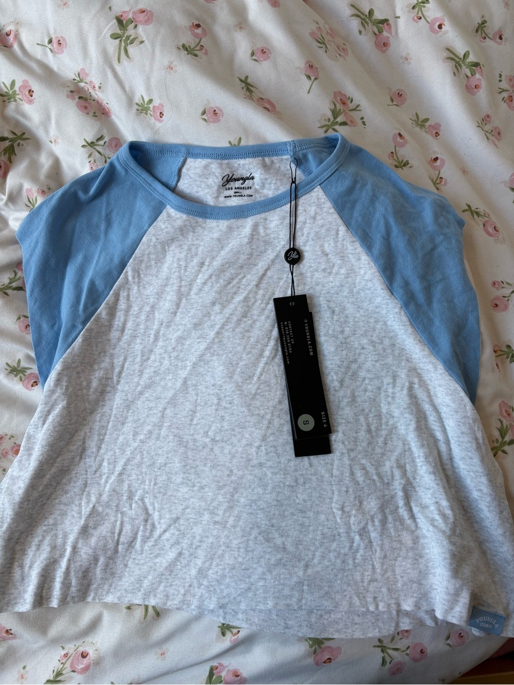 YoungLA Light Blue & White Cropped Muscle Tee - Picture 2 of 3